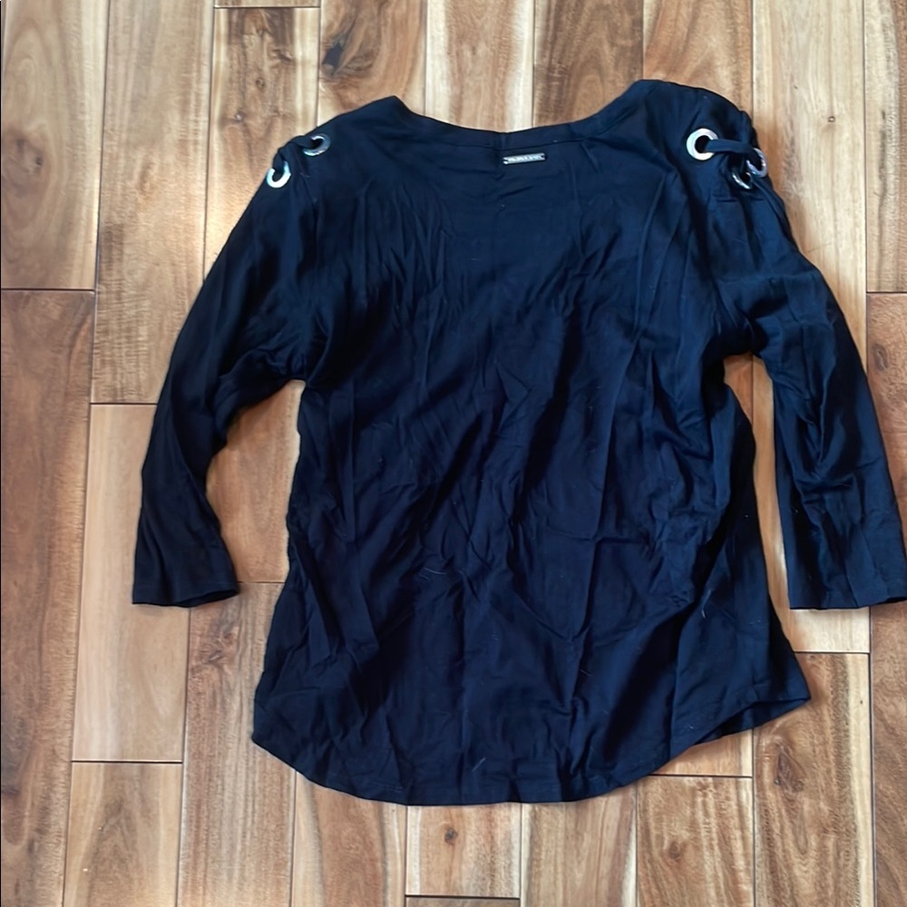 MICHAEL Michael Kors Blue Long Sleeve Blouse with Grommet Detail - Picture 2 of 2
